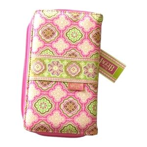 NWT Maggie B French Country Wristlet Wallet Pink Mosaic